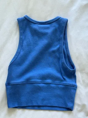 Aritzia TNA Ribbed Blue Crewneck Crop thumbnail 4