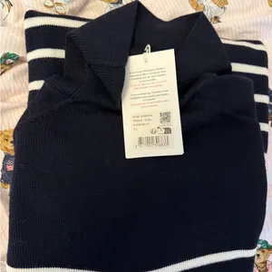 Sézane NEW Adrienne Striped Sweater Dress Navy Ecru Wool Small thumbnail 2