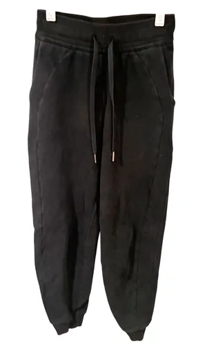 Lululemon Scuba Jogger Sweatpants Black Womens Size 0 Fleece Drawstring thumbnail 1