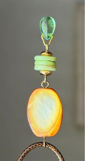 Handmade beautiful natural shell beads chic retro fairy whimsy necklace🌳🧡 thumbnail 2