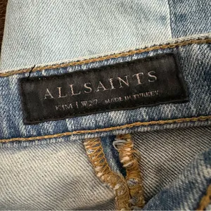 ALL SAINTS Kim Two‎ Tone Asymmetric Hem Jeans in Mid Indigo Size 27 thumbnail 4