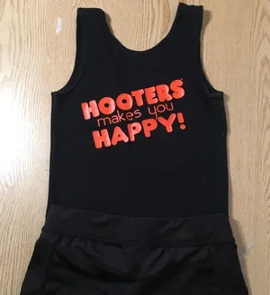 B64 #28 Womens Hooters Girl Uniform Tank Top & Shorts Black Size Xs/Xxs thumbnail 8