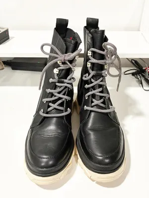 Sorel Women's Brex Lace Boot Black Leather Combat Size 7 thumbnail 2