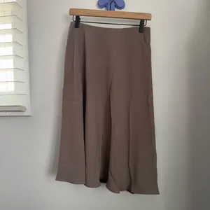 Spanx Small NEW Satin Crepe Asymmetrical Skirt Smoke Beige Tan Office Business thumbnail 5