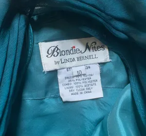 Blondie Nites by Linda Bernell Teal Shiny Dress 10 thumbnail 2