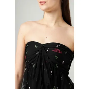 PATRIZIA PEPE Embroidered Tulle Top Strapless Floral Punk Size 40 US 4 thumbnail 6
