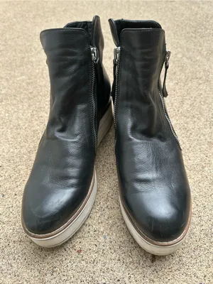 Silent D Nene Bootie Black Leather Platform Zip Ankle Boots thumbnail 4