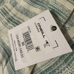 O’Neill Embroidered Emerald Green Stripes Casual Garcia Shorts NWT thumbnail 10