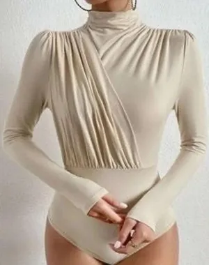 NWOT Mock Neck Ruched Bodysuit thumbnail 1