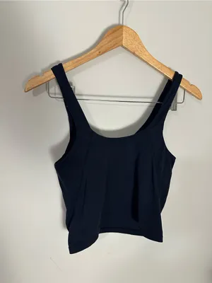 Quince Ultra-Form V-Neck Cropped Tank deep navy small thumbnail 4