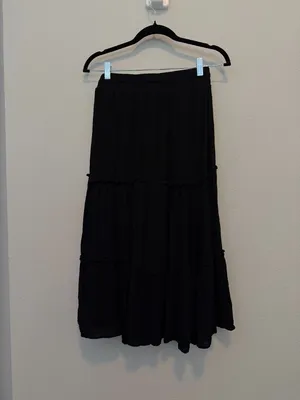 Black Maxi Peasant Tiered Skirt  thumbnail 6