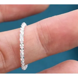 NEW Dainty‎ Diamond Cut White Gold Plated Silver Bendy Ring, Size 5 thumbnail 5