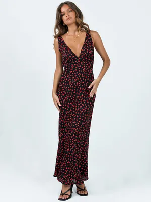 Princess Polly Nellie Maxi Dress Black/Red Floral Size 4 New with tag thumbnail 8