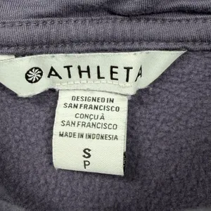 Athleta Women’s Pullover Hoodie Size Small Purple Fleece Zip Pockets Athleisure thumbnail 4