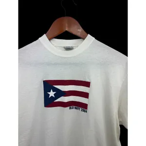 Old Navy Vintage T-Shirt Large White Puerto Rico Flag Small 2004 Cotton thumbnail 3