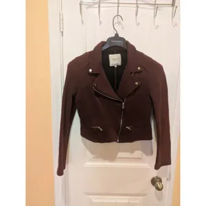 Zara maroon biker jacket cotton Size M thumbnail 5