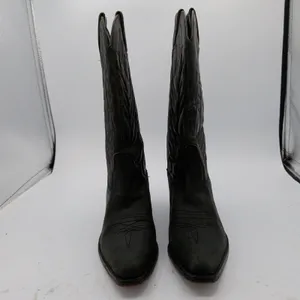 Wild Pair Black Leather Western Cowboy Boots Women 7B Pointed Toe Brazil thumbnail 3