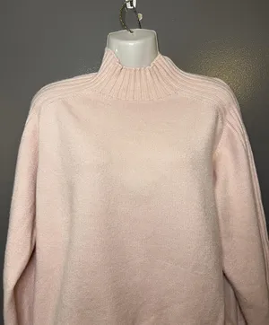 LESUMES Sweater Womens Large Pink Mock Neck Raglan Knit Pullover Cozy Soft thumbnail 1
