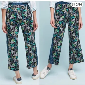 Anthropologie ett:twa Tropical Print Wide-Leg Pants -‎ large thumbnail 2