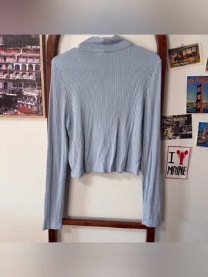 Reformation Jeans Valeria Ribbed Crop Turtleneck Long Sleeve Top thumbnail 5