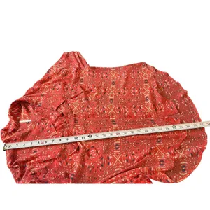 Free People Bright Red/Pink Boho Slouchy Sheer Hi Low Button Up Top S thumbnail 11