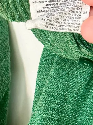 H&M Metallic Green V-Neck Button Cardigan Sweater - Size: Medium thumbnail 5