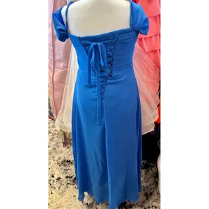 Royal Blue Off Shoulder‎ Prom Dress Lace Up Corset Back Chiffon Gown Size 12 thumbnail 2