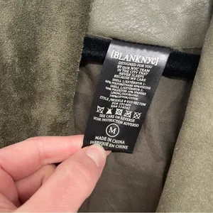 Blank NYC Olive Green Faux Suede & Leather Moto Jacket Womens M Fall Casual thumbnail 4