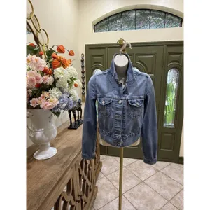 Levi's Type 1 Iconic Jacket Women’s Large Tab Crop Fitted Denim Jean Western XS thumbnail 2