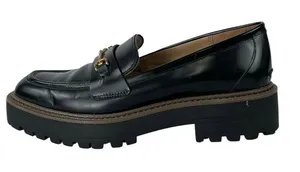 Sam Edelman Laurs Black Leather Chunky Lug Sole Slip On Platform Loafer Shoes 10 thumbnail 1