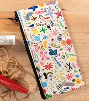 Blue Q WHITE WITH MULTICOLORED DOODLE PARTY PATTERN CASE by  NWT 🎉🎉🎉 thumbnail 1
