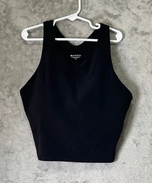 Athleta Conscious Crop Sports Bra Top Black Racerback Size Small Athleisure thumbnail 1