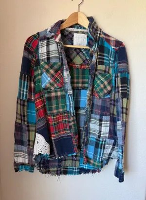 Free People We the Free Lost in Plaid Button Up Size XS thumbnail 1