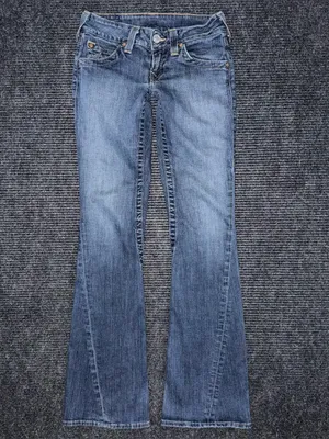 RARE Vintage True Religion Low Rise Twisted Flare Jeans 26 x 33 Flap Pockets y2k thumbnail 2
