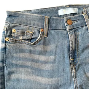 7 For All Mankind light wash distressed high waist ankle skinny s26 denim thumbnail 6