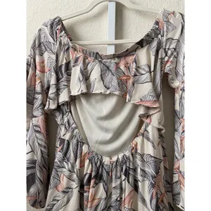 Lulus Off The Shoulder Tropical Leaf‎ Print Mini Dress Women's Size S thumbnail 4
