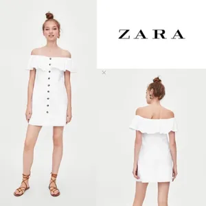 ✨ Zara Off-the-Shoulder Button Dress with Ruffles✨ thumbnail 2