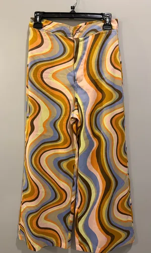 Urban Outfitters Satin Olympia Swirl Print Wide-Leg Pants Multicolor thumbnail 4
