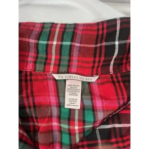 Victorias Secret Red Black Plaid 2 Piece Pajama Set Size XL thumbnail 2