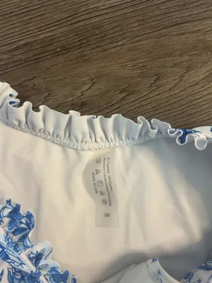 Blue/White Toile Floral Print Bikini Set Blue thumbnail 2