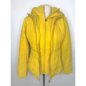 Lululemon Fluff Off Puffer Jacket Yellow Primaloft Hooded Quilted Coat Size 6 thumbnail 3