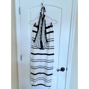 Commense Knit Maxi Skirt Set Women Small Black White New Striped‎ Resortwear thumbnail 2