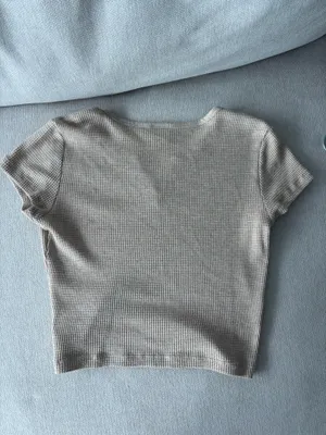Tan waffle knit crop top thumbnail 3