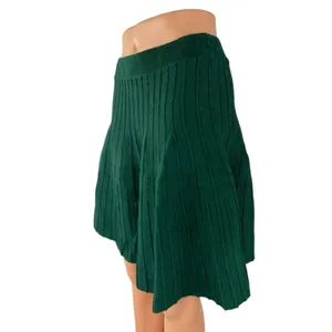 Anthropologie Meadow Rue Green Sweater Knit Pleated Mini Skater A-Line Skirt M thumbnail 2