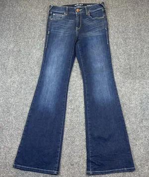 Ariat Jeans Womens 27R Blue Flare Perfect Rise Stretch Denim Dark Wash thumbnail 1