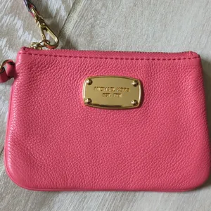 Michael Kors Coral Leather Wristlet with Card Slots thumbnail 2