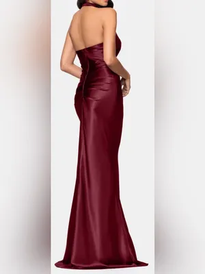 NEW Betsy & Adam Charmeuse Halter burgundy Dress SZ 12 thumbnail 2