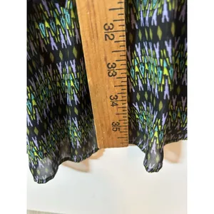 Women’s XL Purple Olive Patchwork Print Tunic Dress Ruffle Hem Tie Sleeves Boho thumbnail 5