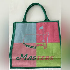 New Masters Multicolor Jute Tote Bag Green thumbnail 1