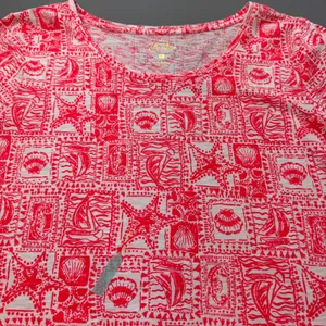 Lilly Pulitzer Etta Top L Orange White Seaside Harbor Coastal Preppy Summer FLAW thumbnail 4
